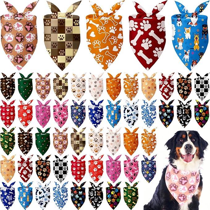 Kacctyen 50 Pcs Dog Bandanas Bulk Large Bandanas by Kacctyen