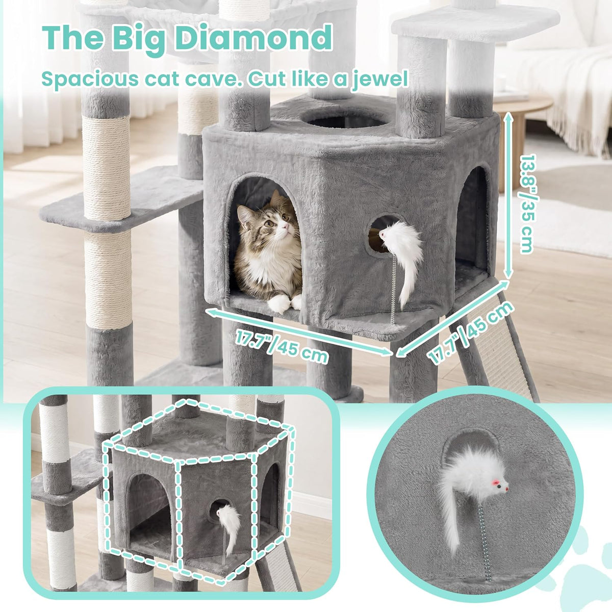 Cat Tree, 78.7" Tall Heavy Duty Cat Tower for Indoor Cats VCT033W