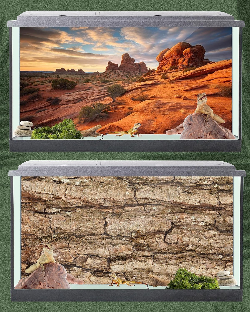 4 Pcs 4x2 ft/ 48 x 24'' Reptile Tank Background 55/75/90/120 Gallon
