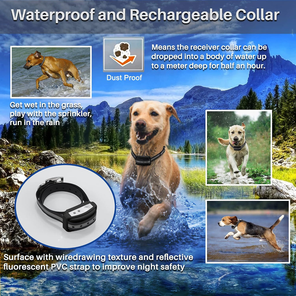 Electric Wireless Dog Fence System, Pet Containment System for 2 Dogs and Pets with Waterproof and Rechargeable Collar Receiver for 2 Dog Container Boundary System (Black)