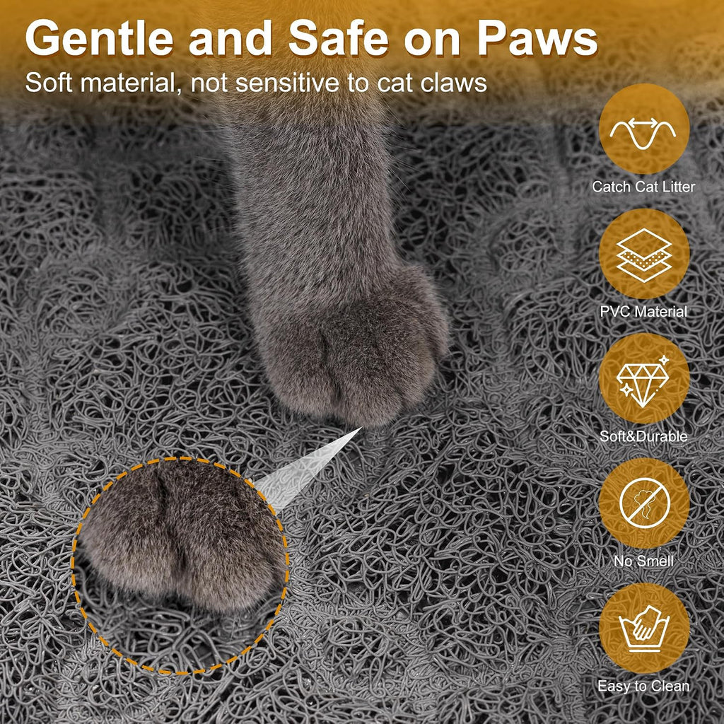 Cat Litter Box Mat, 35" x 24" Large Kitty Litter Trapping Mat Keep Floor Clean, Litter Box Mat Scatter Control, Waterproof, Easy to Clean, Durable Large Size Litter Mats for Floor