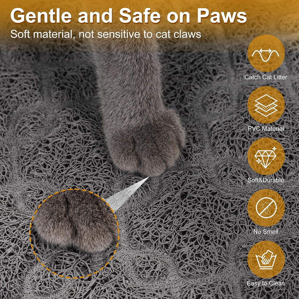 Cat Litter Box Mat, 35" x 24" Large Kitty Litter Trapping Mat Keep Floor Clean, Litter Box Mat Scatter Control, Waterproof, Easy to Clean, Durable Large Size Litter Mats for Floor