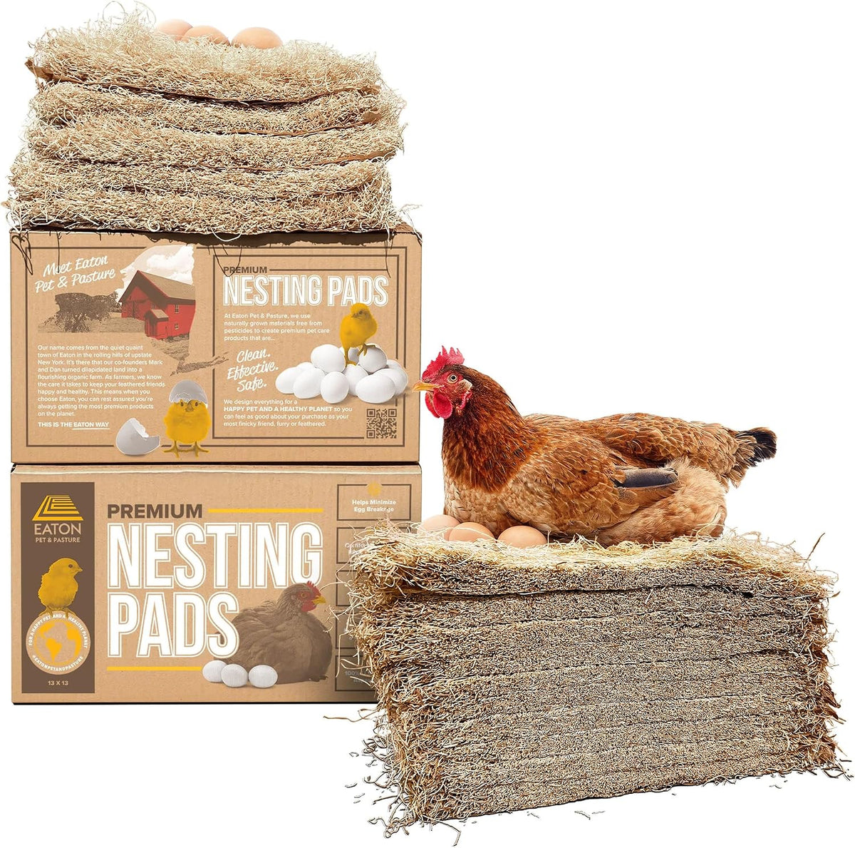 Eaton Pet and Pasture 10 Pack Nesting Pads for Laying Hens, 13 x 13 Inch