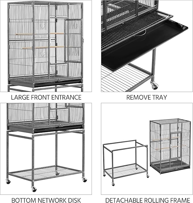Yaheetech 54-inch Wrought Iron Standing Large Parrot Parakeet Flight Bird Cage - Image 7