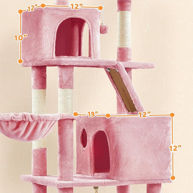 Yaheetech Cat Tree, 82.5in Super Tall Tower w/Cute Top Perches, Scratching Posts - Image 8