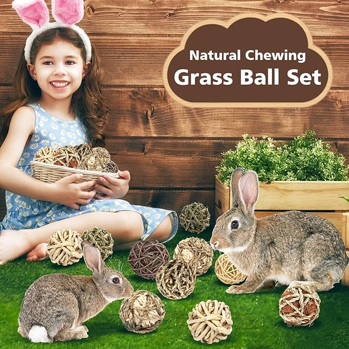 VESPRO Bunny Chew Grass Balls, Rolling Chew Toys - Image 3