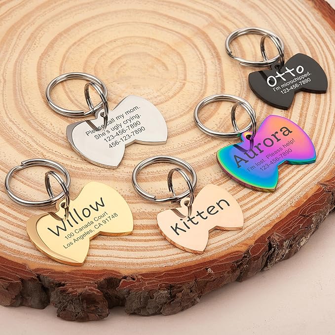 Anavia Personalized Pet ID Tags, Stainless Steel Glossy Laser Engraved Dog Cat - Image 3