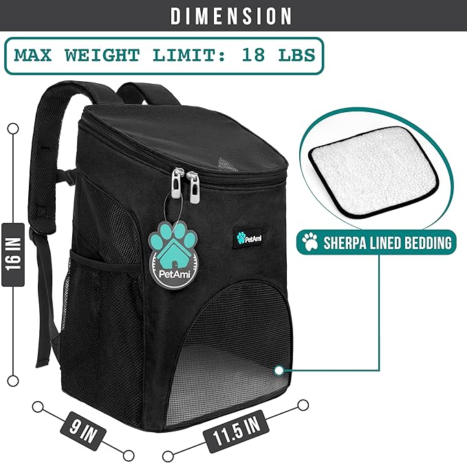 PetAmi Small Dogs and Cat Backpack Carrier, Airline Approved Pet Backpack - Image 2