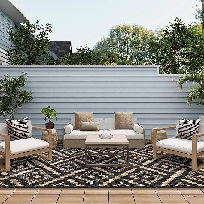 GENIMO Outdoor Rug for Patio Clearance, Reversible Plastic Straw Rugs for RV - Image 4