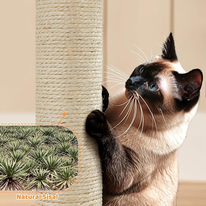 Yaheetech 64.5in Cat Tree Cat Tower Scratching Post, Plush Cover Cat Condo Bed - Image 9