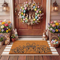 Tinideya 2 Pcs Easter Day Door Mat Welcome Outdoor Non Slip Coir Mats Flower by Tinideya