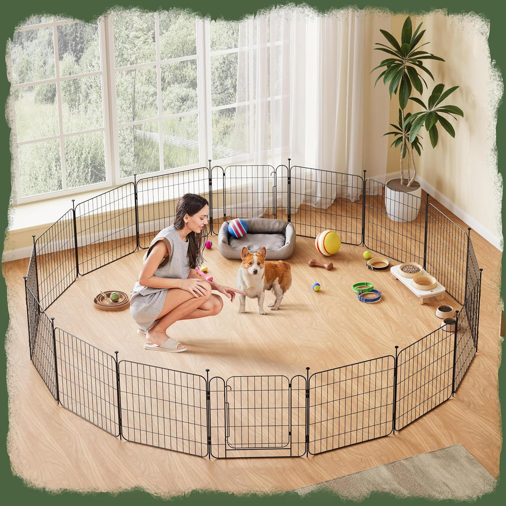 Yaheetech 24in 16-Panel Expandable Dog Playpen for Puppy/Small Animals