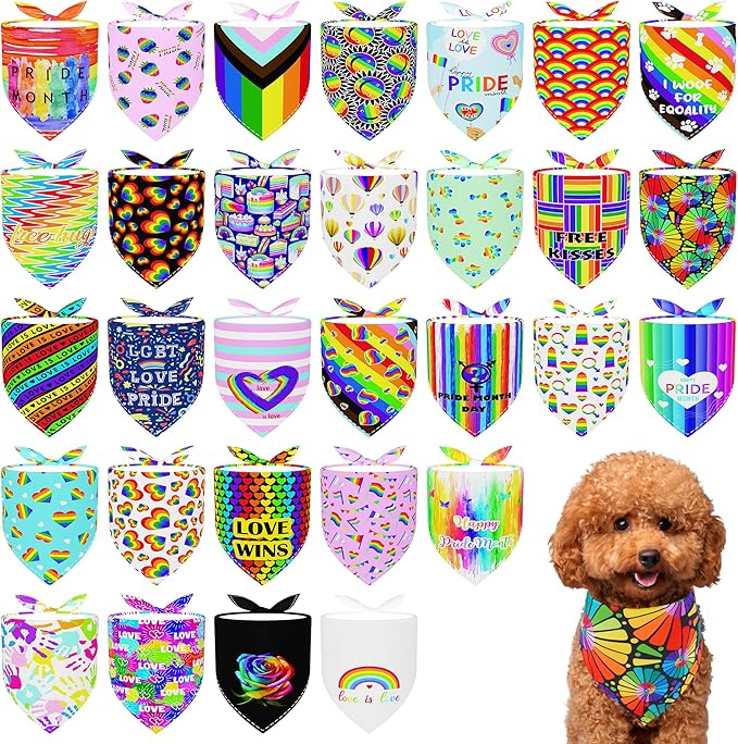 30 Pack Pride Dog Bandanas Bulk by Bestwishforyou