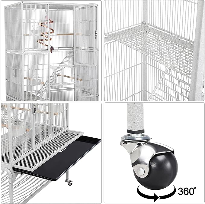 Yaheetech 69'' Extra Large Bird Cage Metal Parrot Cage w/Detachable Stand - Image 7