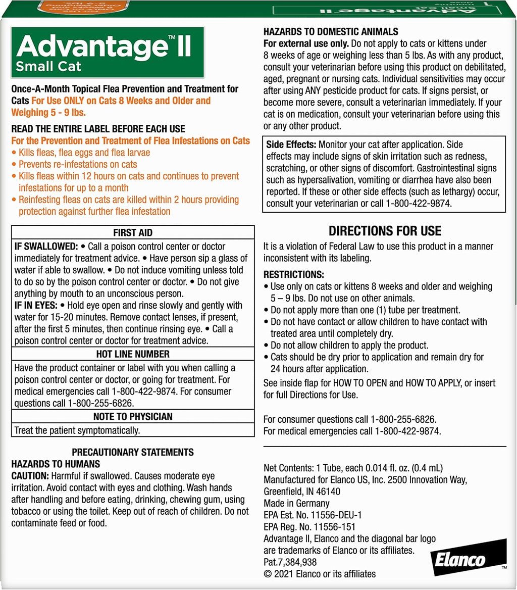 Advantage II Small Cat Topical Flea Treatment & Prevention, 1ct
