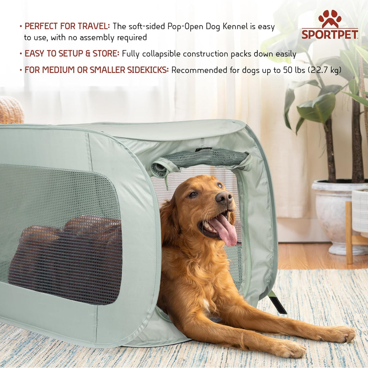 SportPet Designs Soft Sided Pop-Open Kennels, Light Green