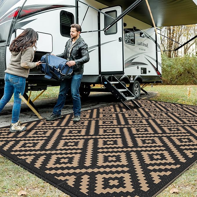 GENIMO Outdoor Rug for Patio Clearance, Reversible Plastic Straw Rugs for RV by GENIMO