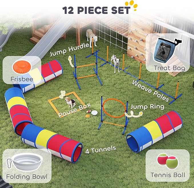PawHut Dog Agility Training Equipment, 12-Piece Dog Obstacle Course - Image 4