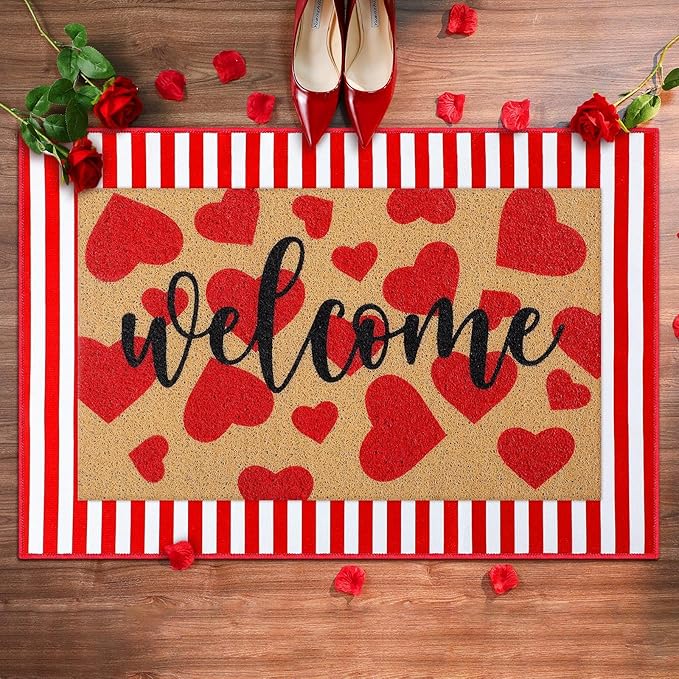 Tinideya 2 Pcs Door Mat Welcome Non Slip Coir Mats Floor Layering Doormats by Tinideya