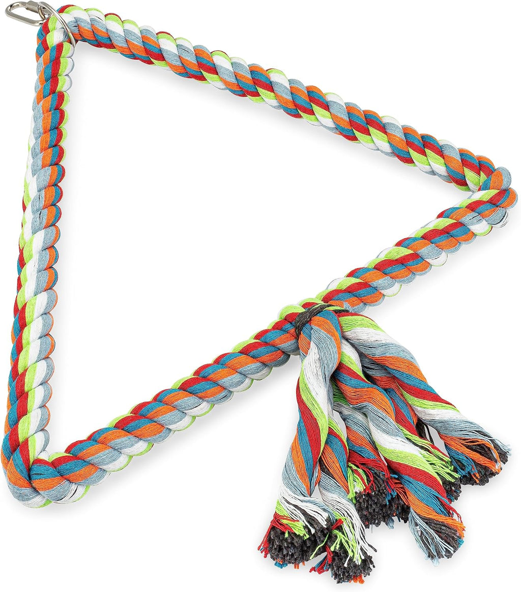 Large Bird Rope Perch Triangle Swing Toy Multicolor 12 Inch