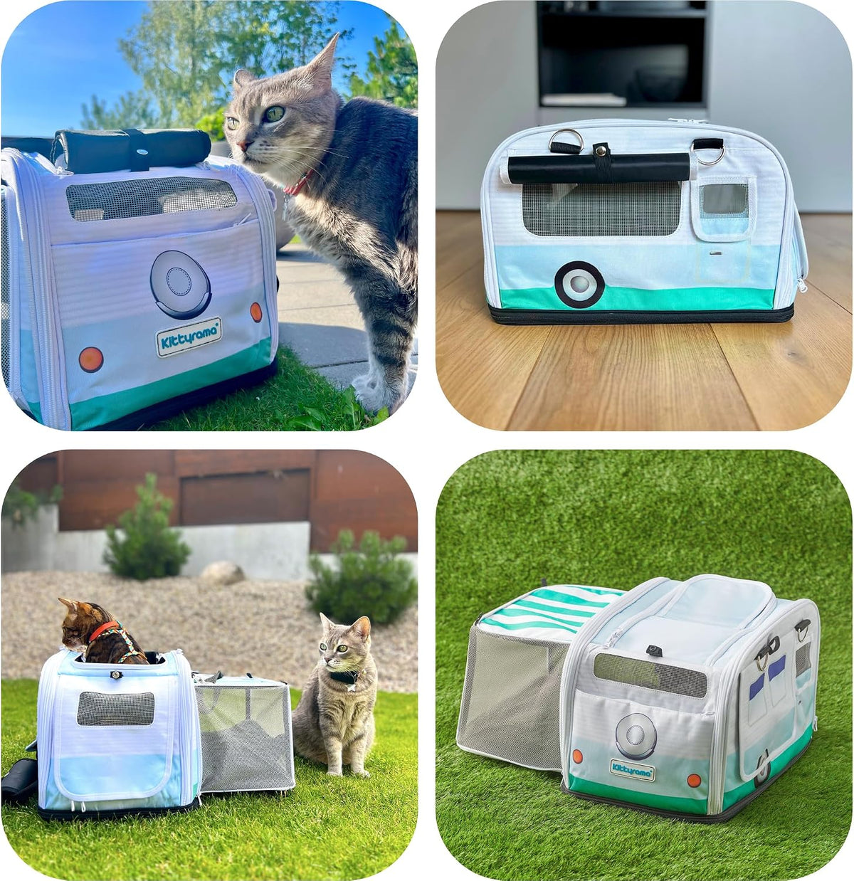 Soft-Sided Airline Approved Cat Carrier with Expandable Hideaway | Escape-Proof SBS Self-Locking Zippers | 22 lb Capacity | Vet Approved | Top & Side Entry | 17×11×11 in