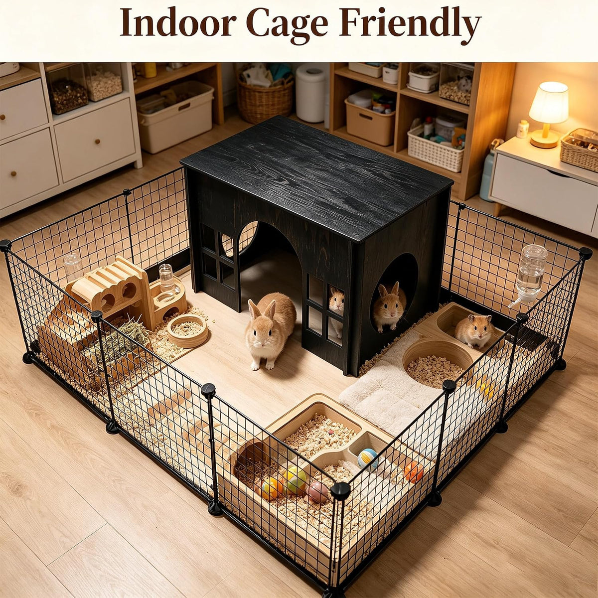 Wooden Bunny House Rabbit Hideout,Large Castle Hideaway
