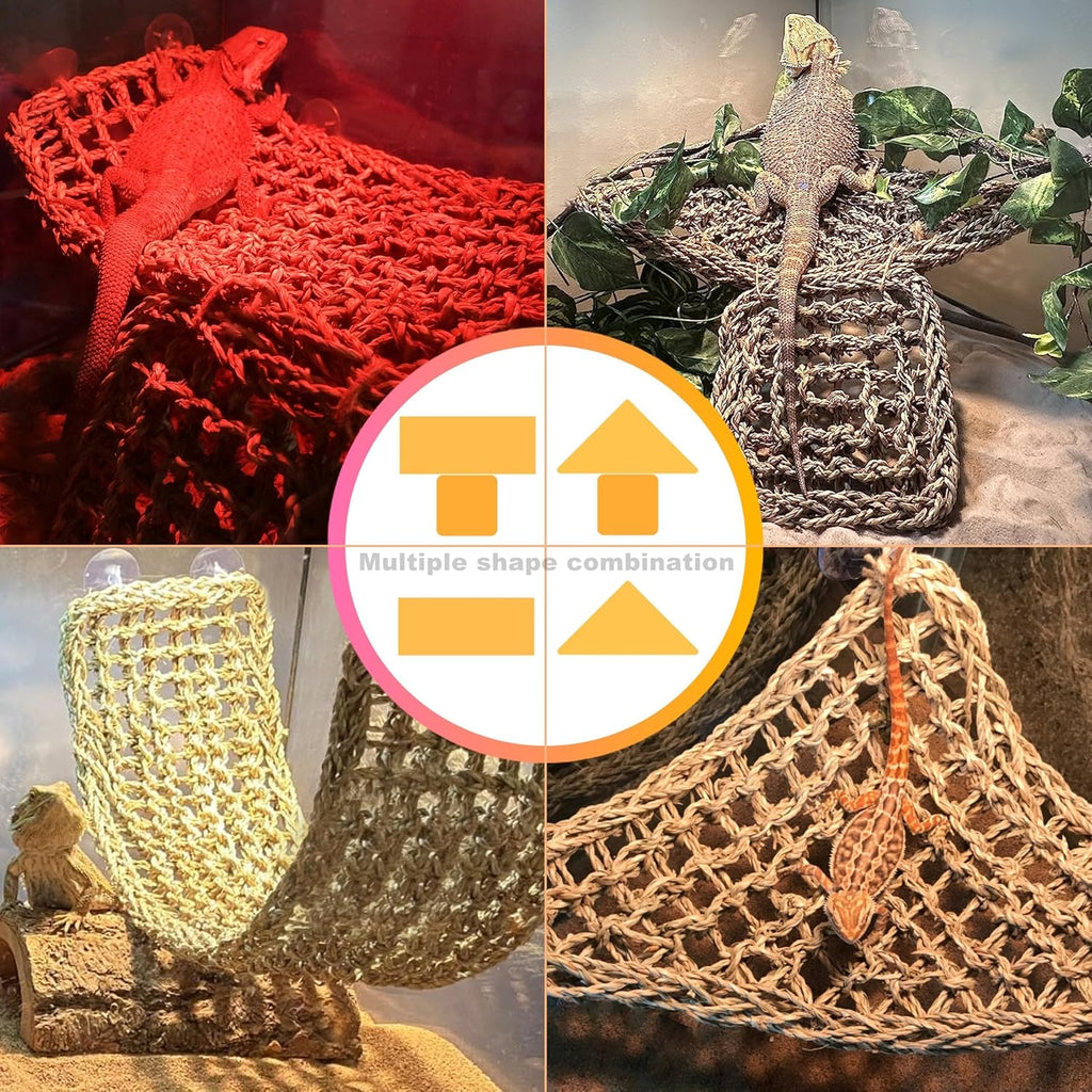Bearded Dragon Hammock Lizard Tank Accessories Reptile Lounger Amphibian Habitat Décor for Chameleon, Geckos, Snakes, Hermit Crab, Lguana Reptiles, Tortoises