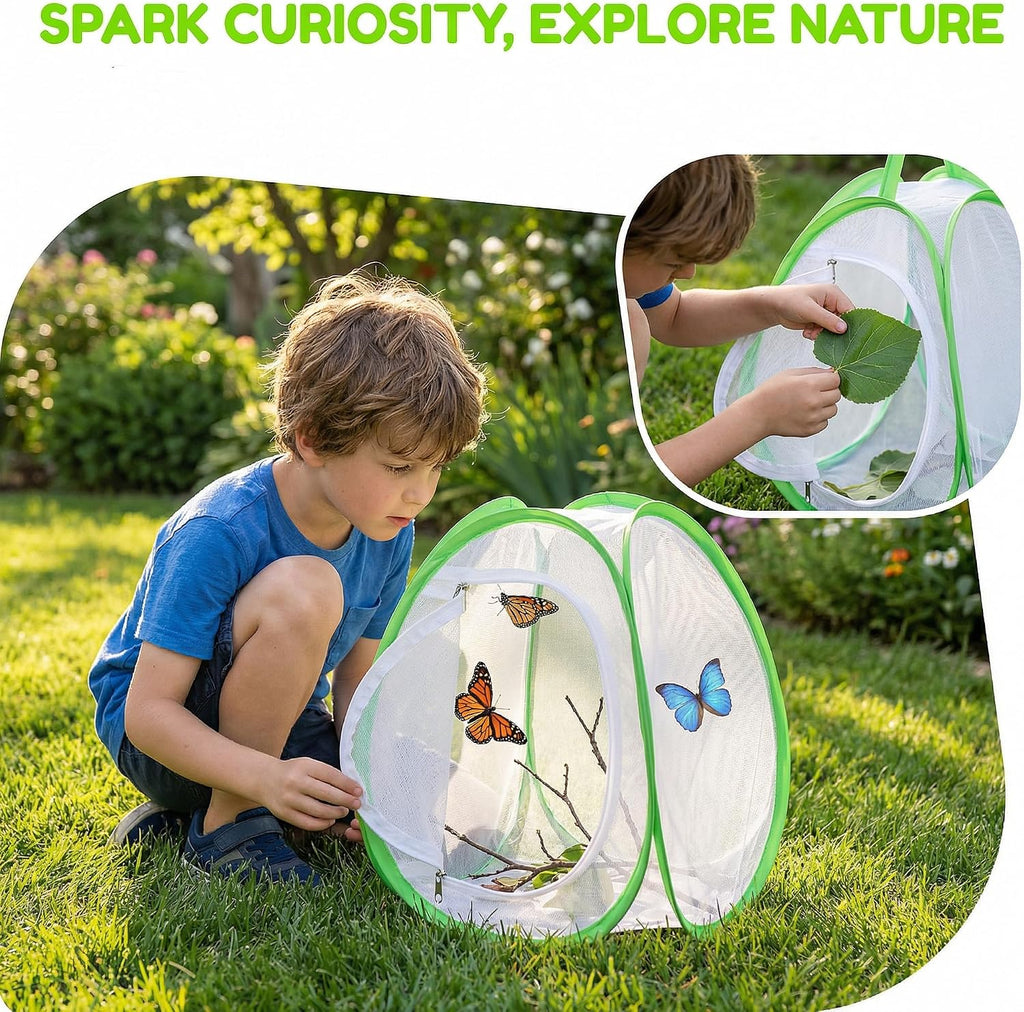Toyvian Butterfly Habitat Mesh Cage, Portable Insect Enclosure