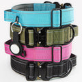 Tactical Dog Collar with Control Handle & AirTag Holder Green