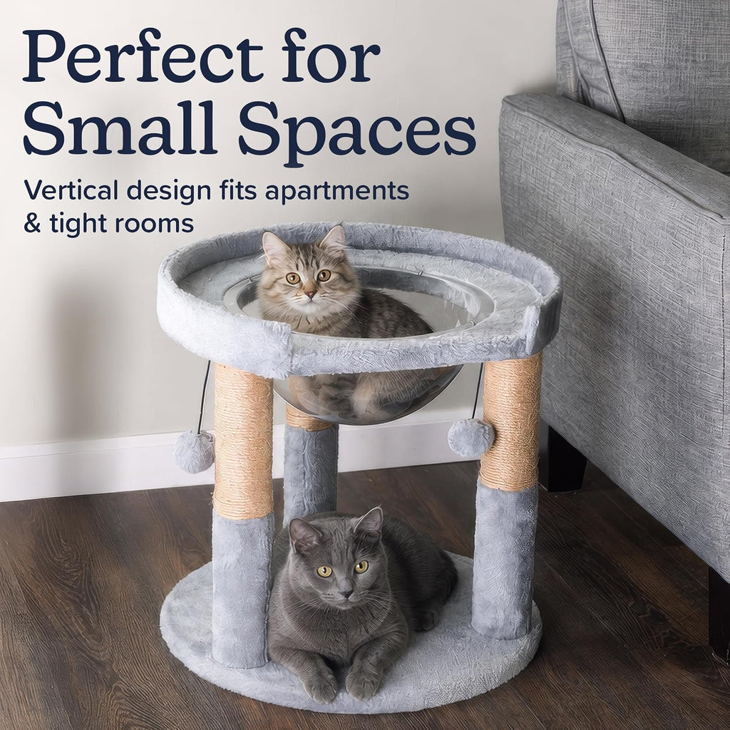 PETMAKER Cat Hammock Cat Tree with Scratching Post, Gray, 19” x 17”