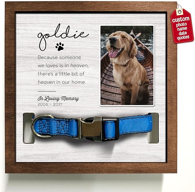 Customized Dog Collar Frame Memorial Pet Loss Sign by Bfigift