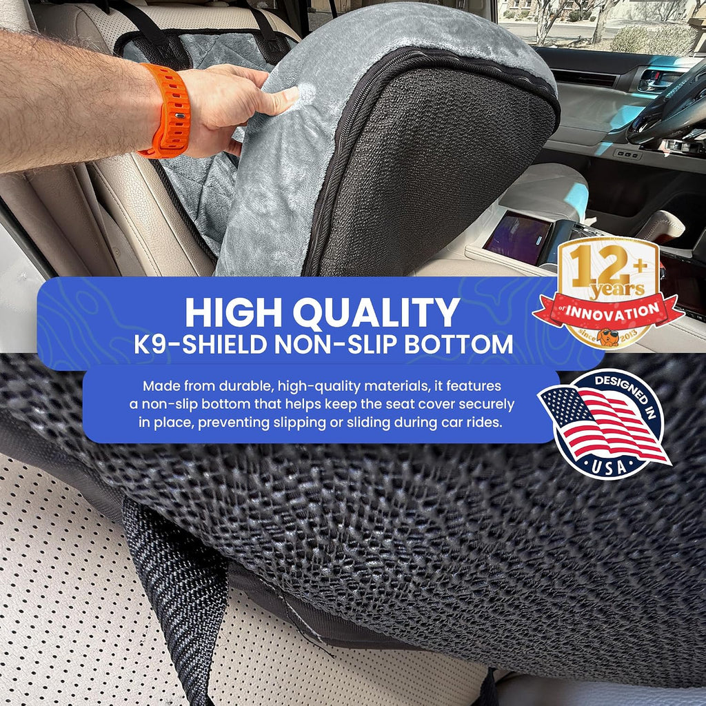 4Knines Dog Car Seat, Plush Travel Bed for Small-Medium Dogs, Grey