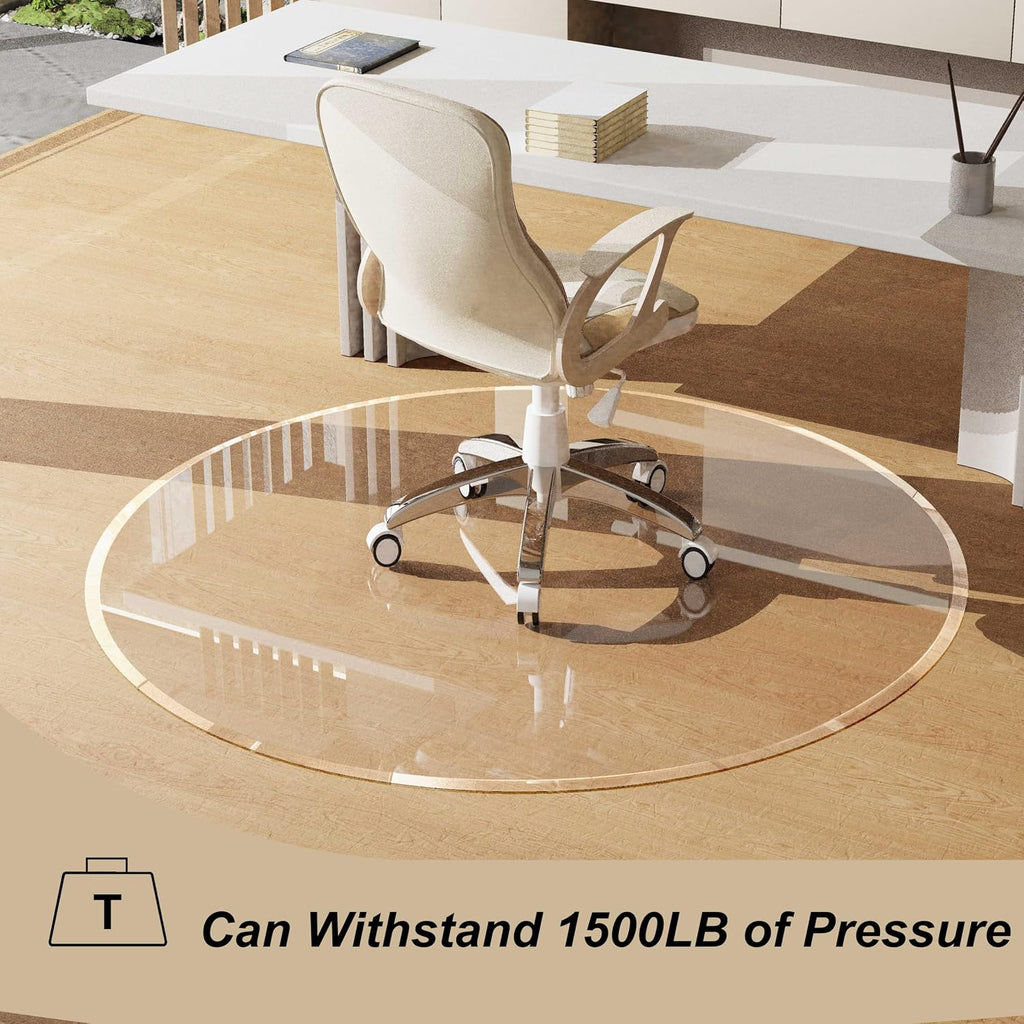 MESAILUP Beveled Edge Office Chair Mat for Carpet or Hardwood Floor，Clear，Round, 40"