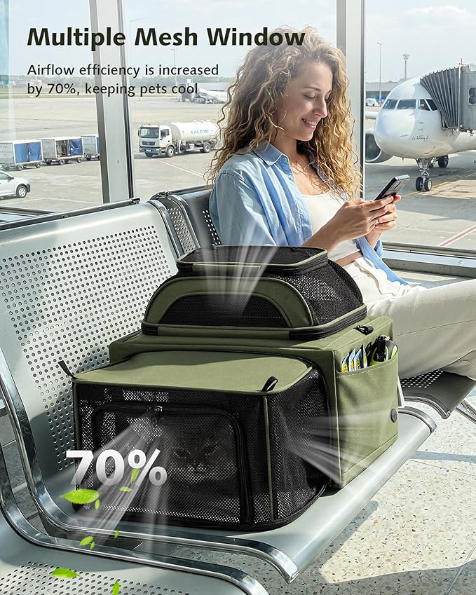 Pecute Top Side Expandable Pet Carrier Airline Approved Dog Cat Carrier - Image 6