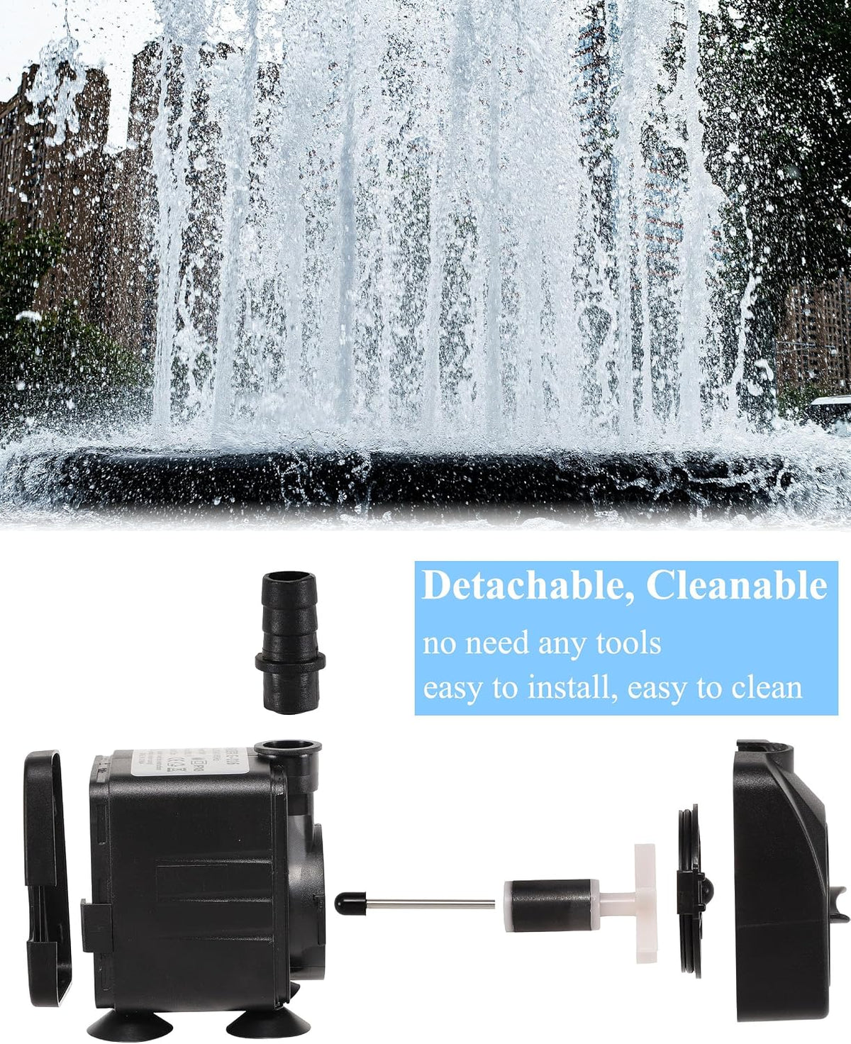 alizzy 210 GPH Submersible Fountain Pump, Durable Aquarium Water Pump
