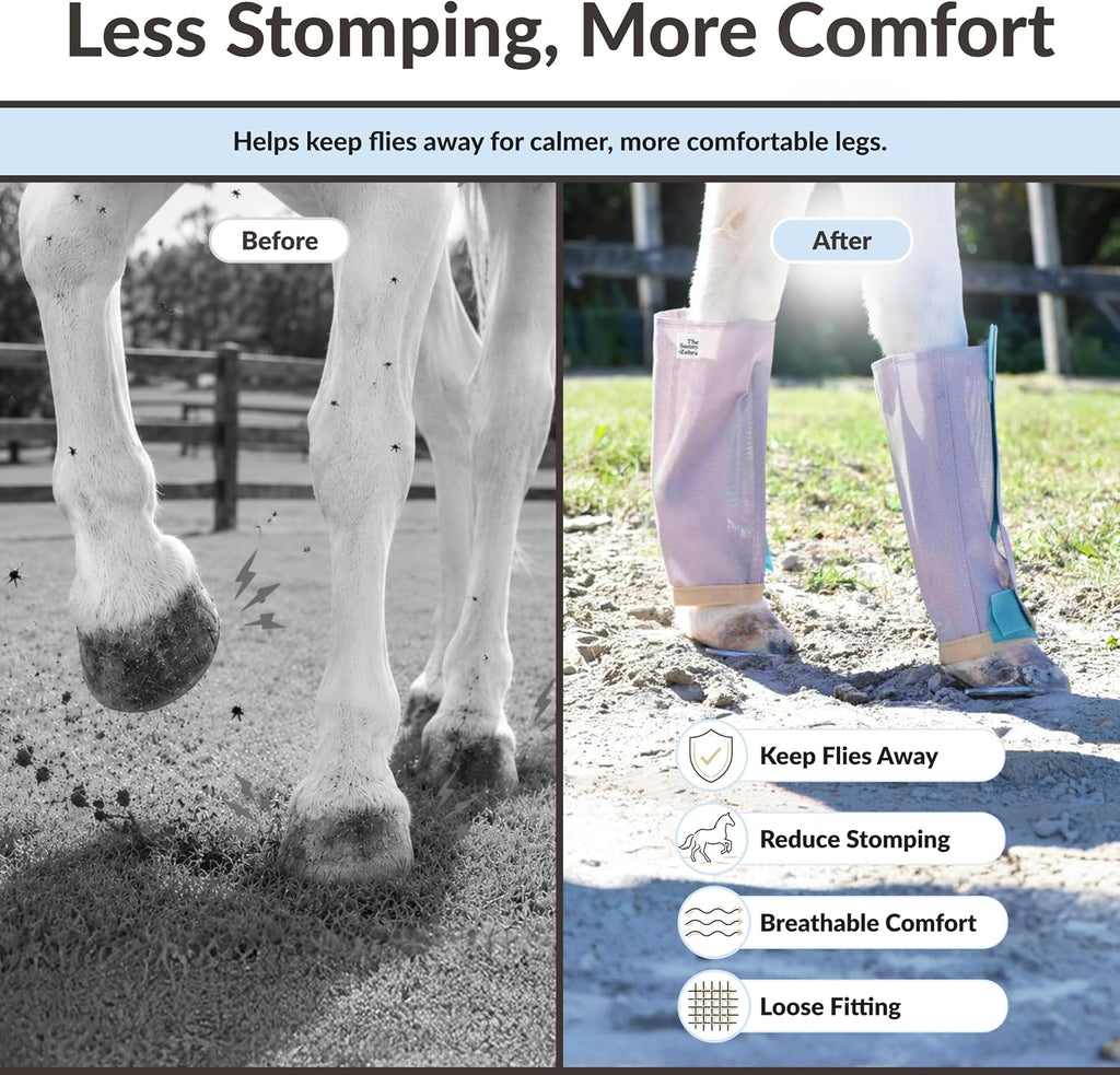 TSZ Horse Fly Boots for Horses - Breathable Fly Leggings [Set of 4]