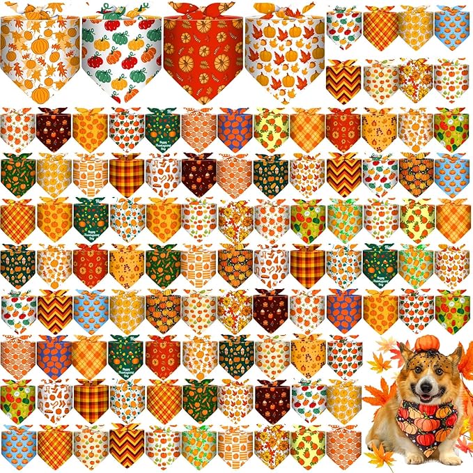 Sanwuta 120 Pcs Thanksgiving Fall Bandanas by Sanwuta