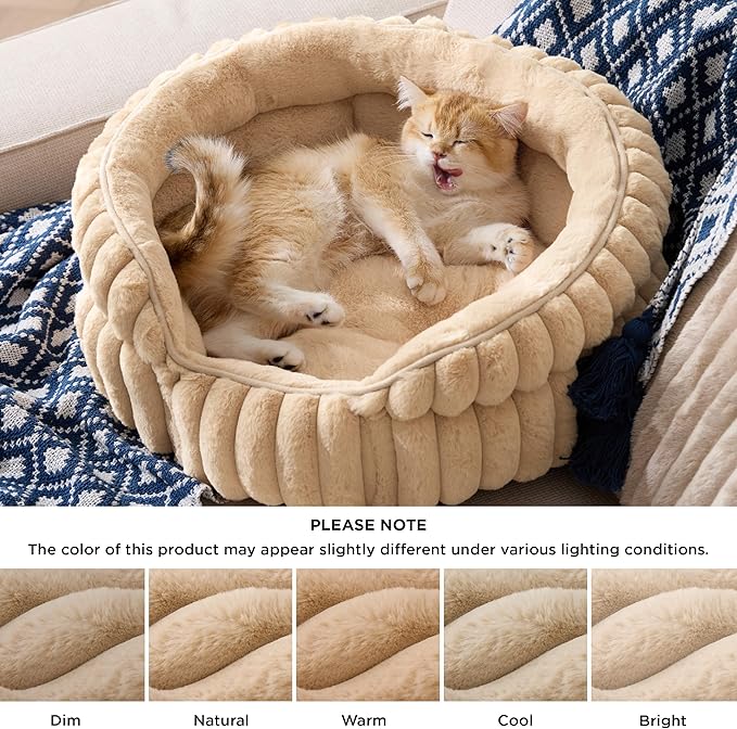 Bedsure ComfyFleece™ Small Cat Bed, Washable Round Cute Pet Beds - Image 5