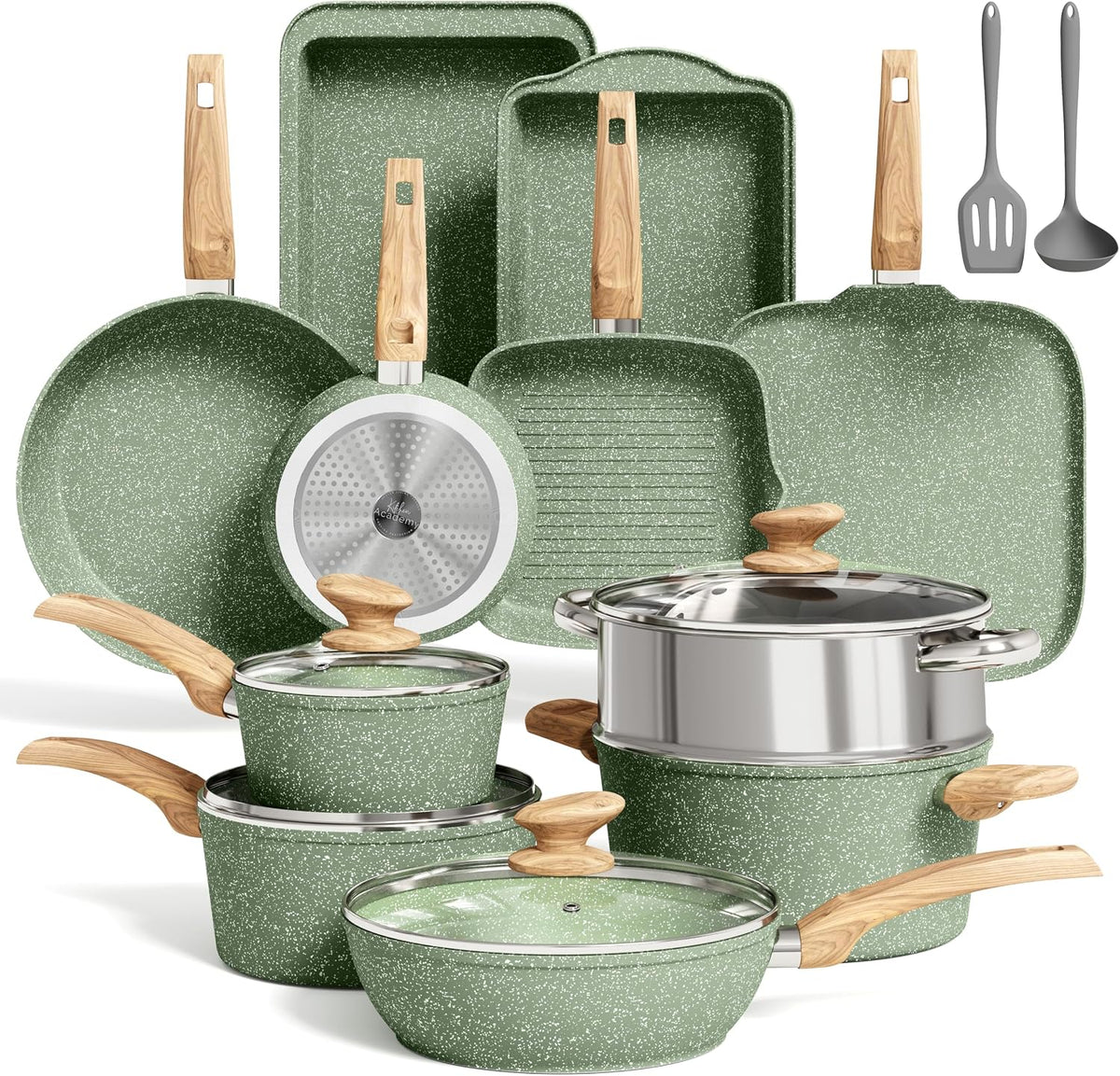 17 Piece Pots and Pans Set Non Stick, Induction Cookware Sets
