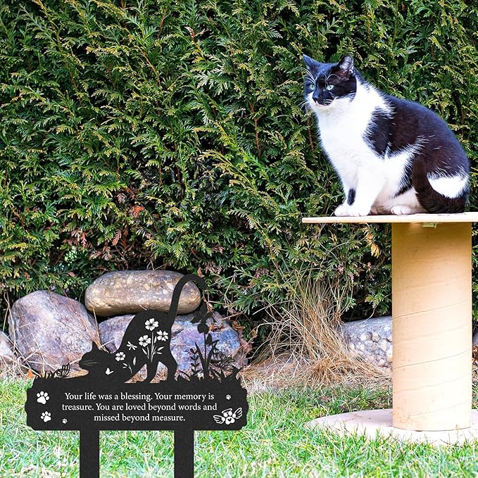 Grave Markers for Cemetery for Cat, Metal Grave Markers Yard Memorial Pet - Image 3