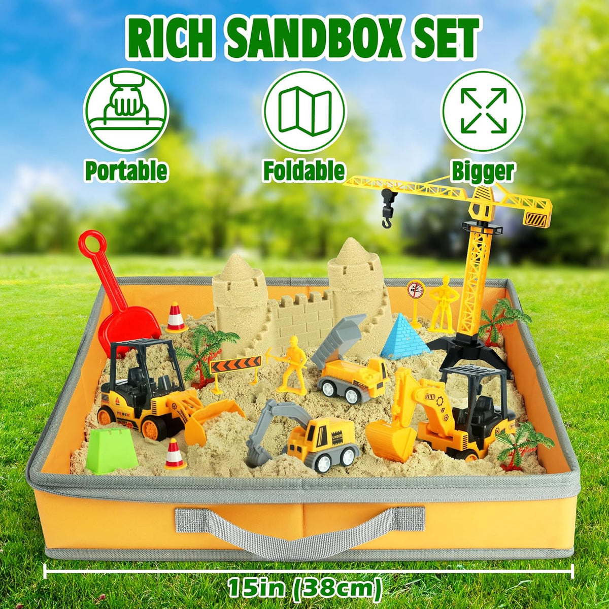 Billeeit Sand Construction Kit w/Sand Box and 2.2lbs Sensory Bin Play Sand