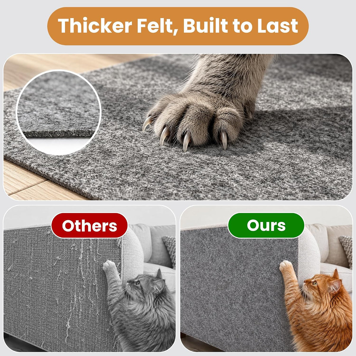 Cat Scratch Furniture Protector, Couch Protector from Cat Claws, Grey