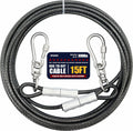 15FT Dog Tie Out Cable – 5mm Diameter Heavy Duty Lead with 1000lbs Break Strength, Chew-Proof & Tangle-Free for Medium & Large Dogs, Outdoor Use (Grey)