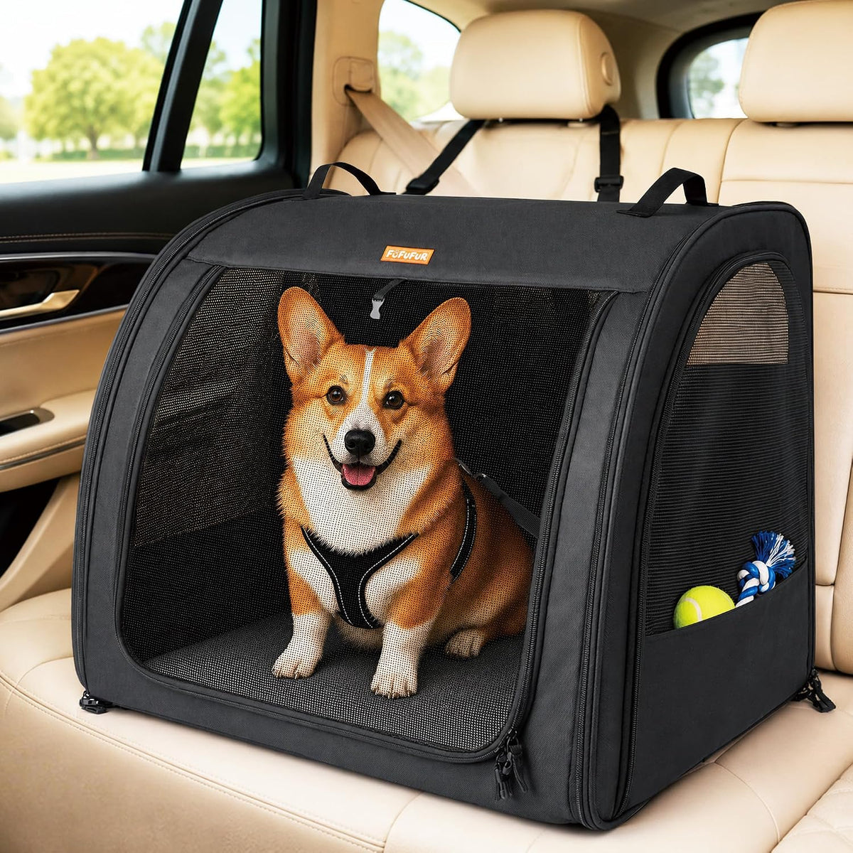 Dog Car Crate for Small Dogs, Soft-Sided Collapsible
