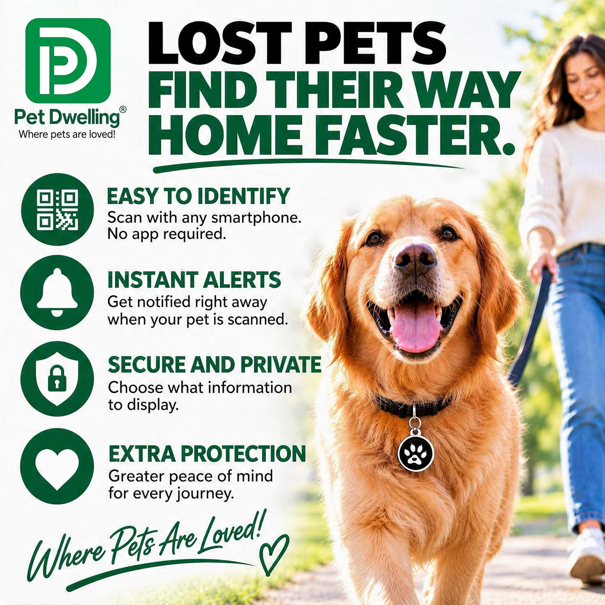 Pet Dwelling Elite Pro Pet ID Tag with Smart QR