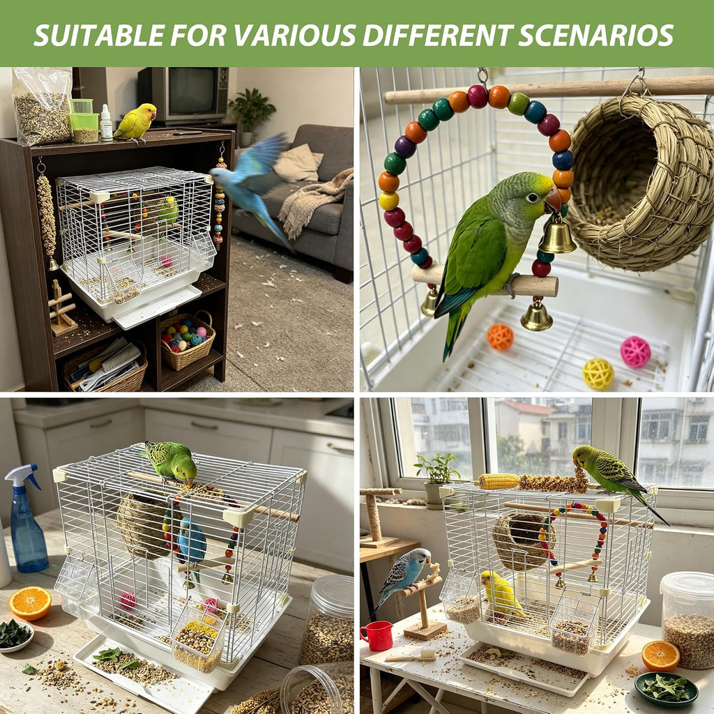 Birds Starter Kit,Birdcages and Bird Cage Accessories,Bird Travel Cage for Small Birds Parrots