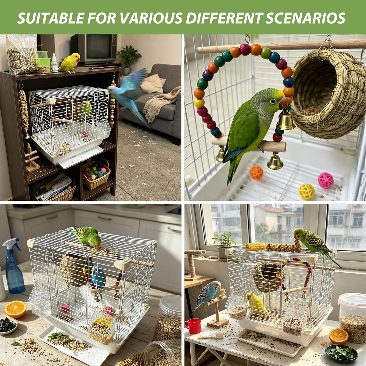 Birds Starter Kit,Birdcages and Bird Cage Accessories,Bird Travel Cage for Small Birds Parrots