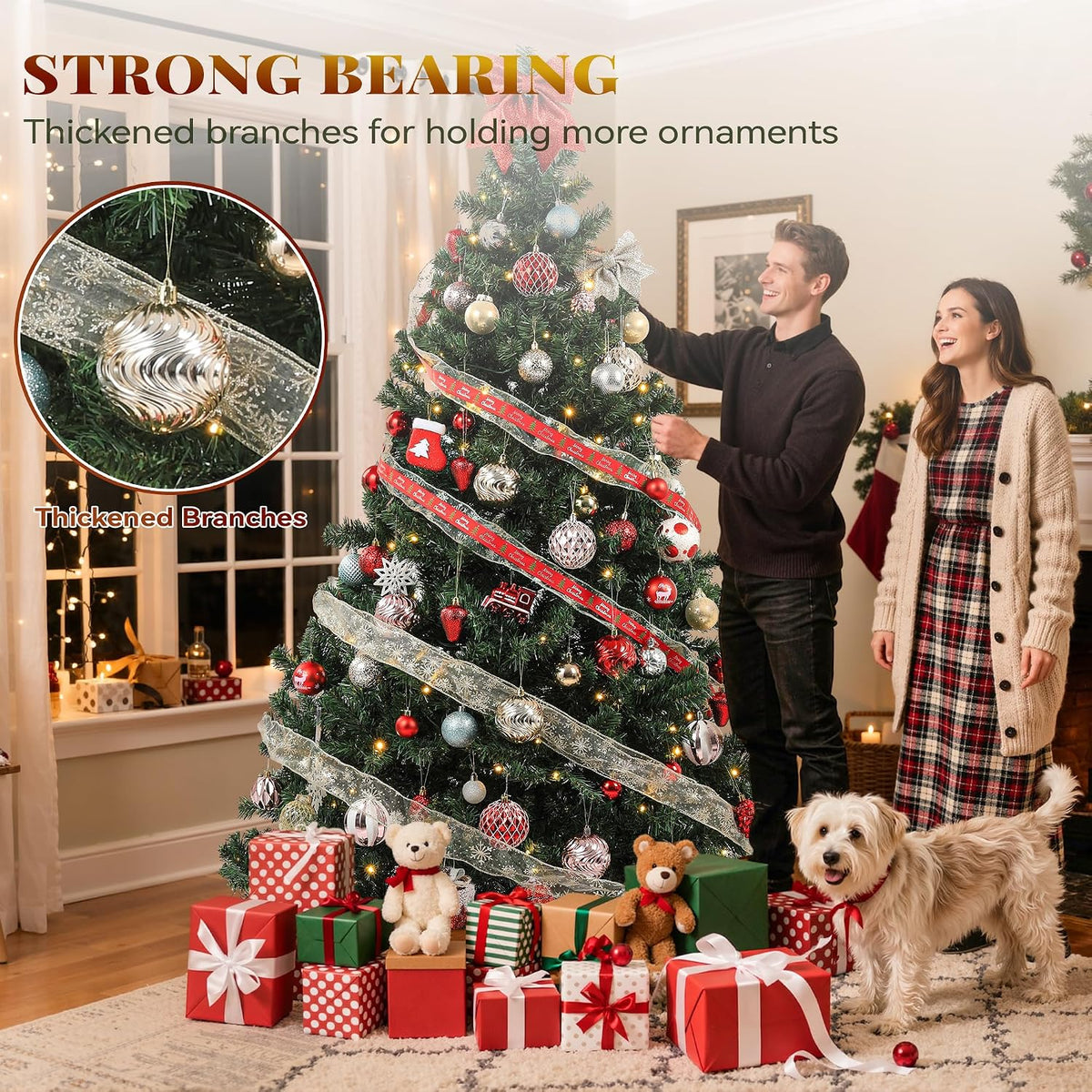YITAHOME 6FT Green Prelit Christmas Tree w/Cat Tunnel & Skirt