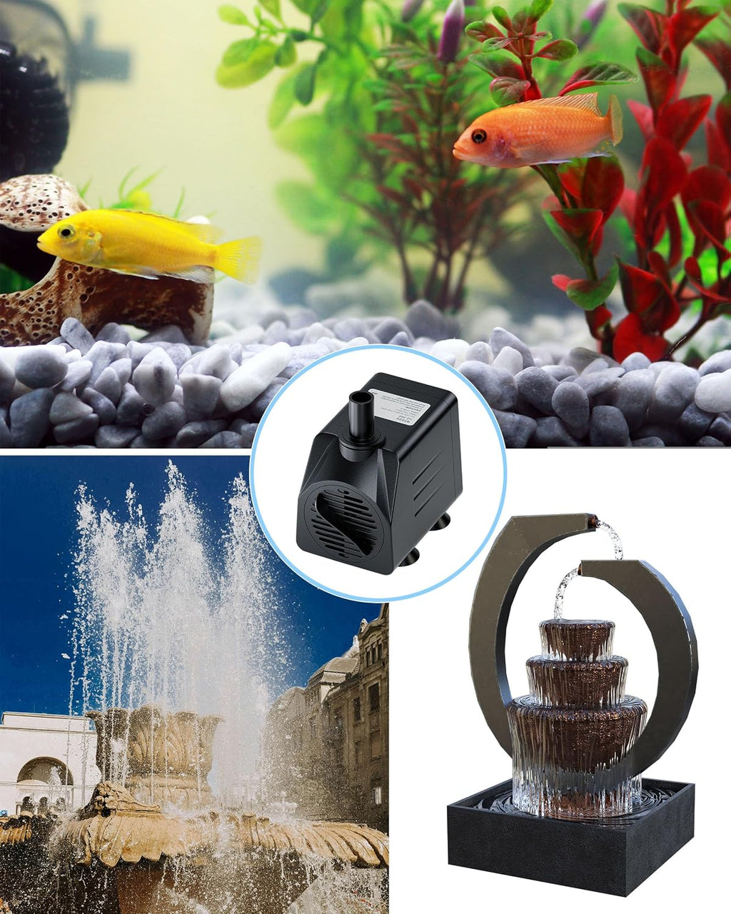 alizzy 210 GPH Submersible Fountain Pump, Durable Aquarium Water Pump