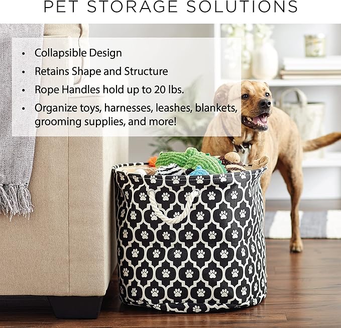 Bone Dry Pet Storage Collection Lattice Paw Print, Small Round - Image 8